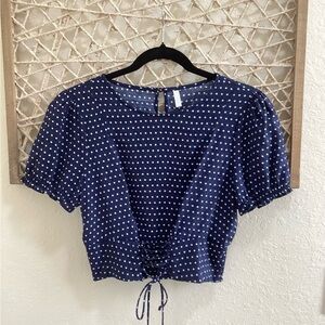 Navy polka dot corset crop top